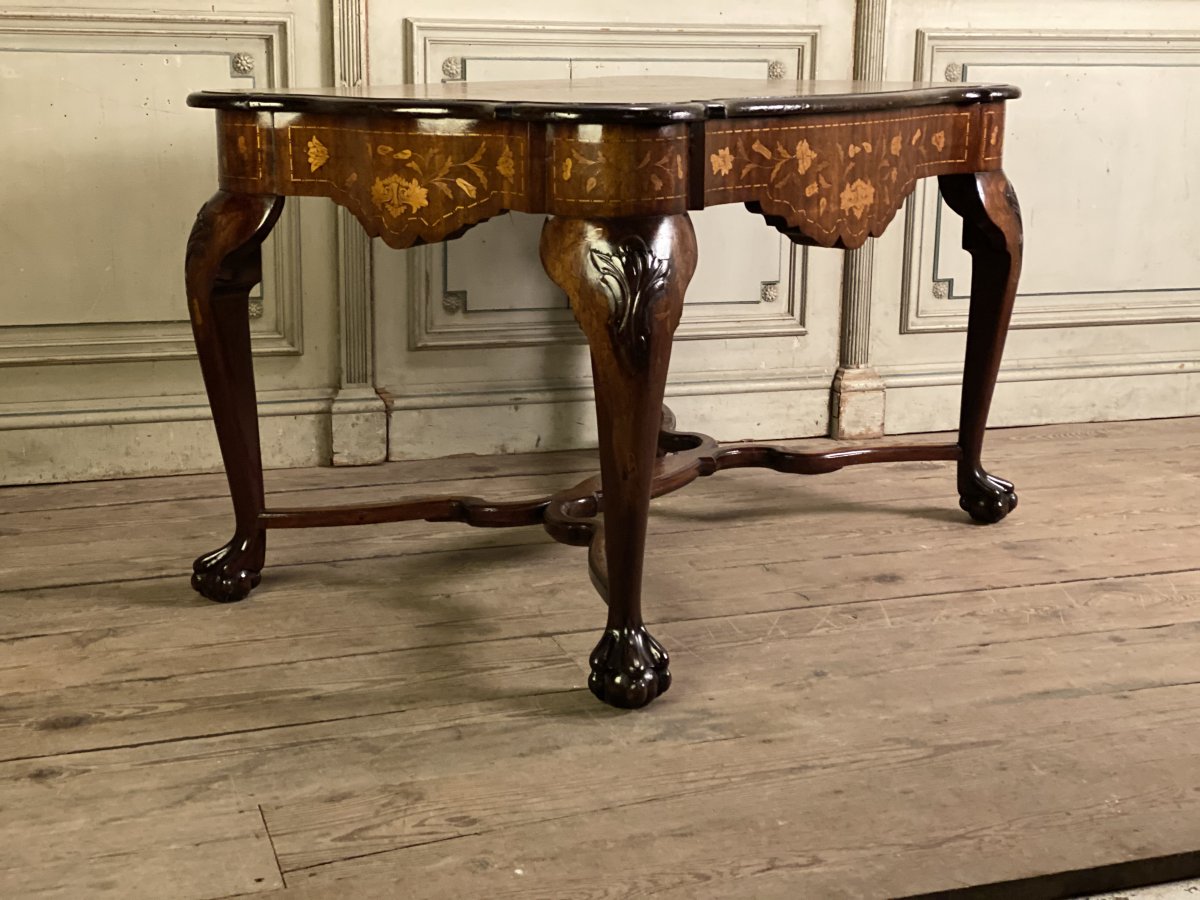 Table En Marqueterie Hollandaise, XIXème Siècle -photo-1