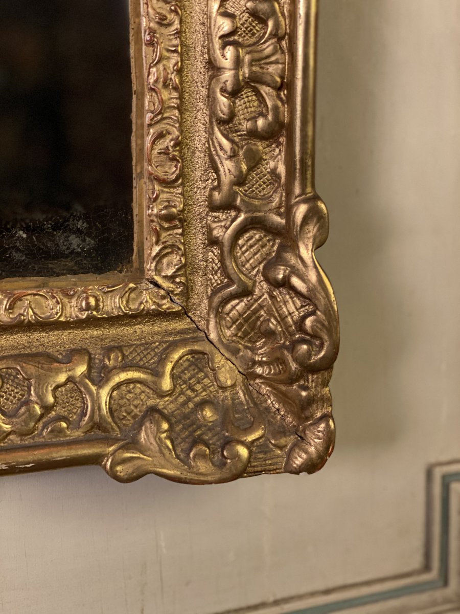 Regency Mirror In Carved Gilded Wood, Early Eighteenth Century-photo-3