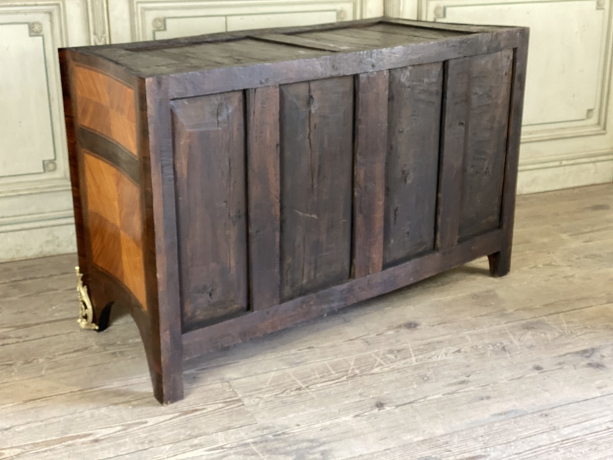 Commode En Placage De Bois De Rose Et Palissandre, Bronze Doré, Marbre De Rance, Louis XV-photo-2