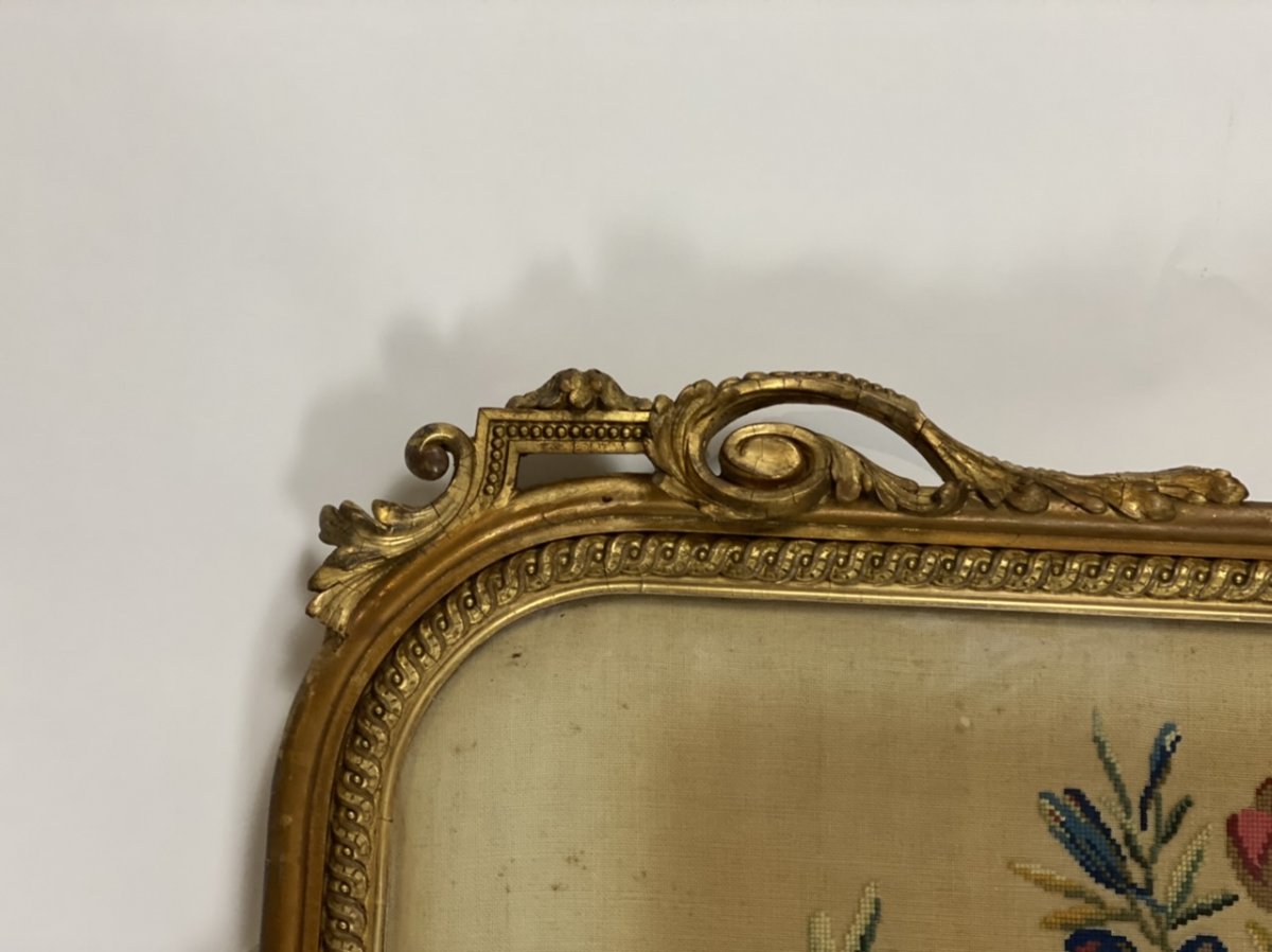 Tapisserie Aux Points De Croix Dans Un Cadre De Style Louis XVI Vers 1900-photo-2