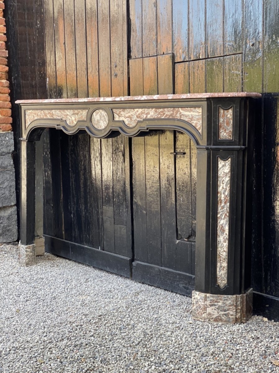 Fireplace In Black Marble From Belgium And Gray From The Ardennes, XVIIIth Century-photo-4