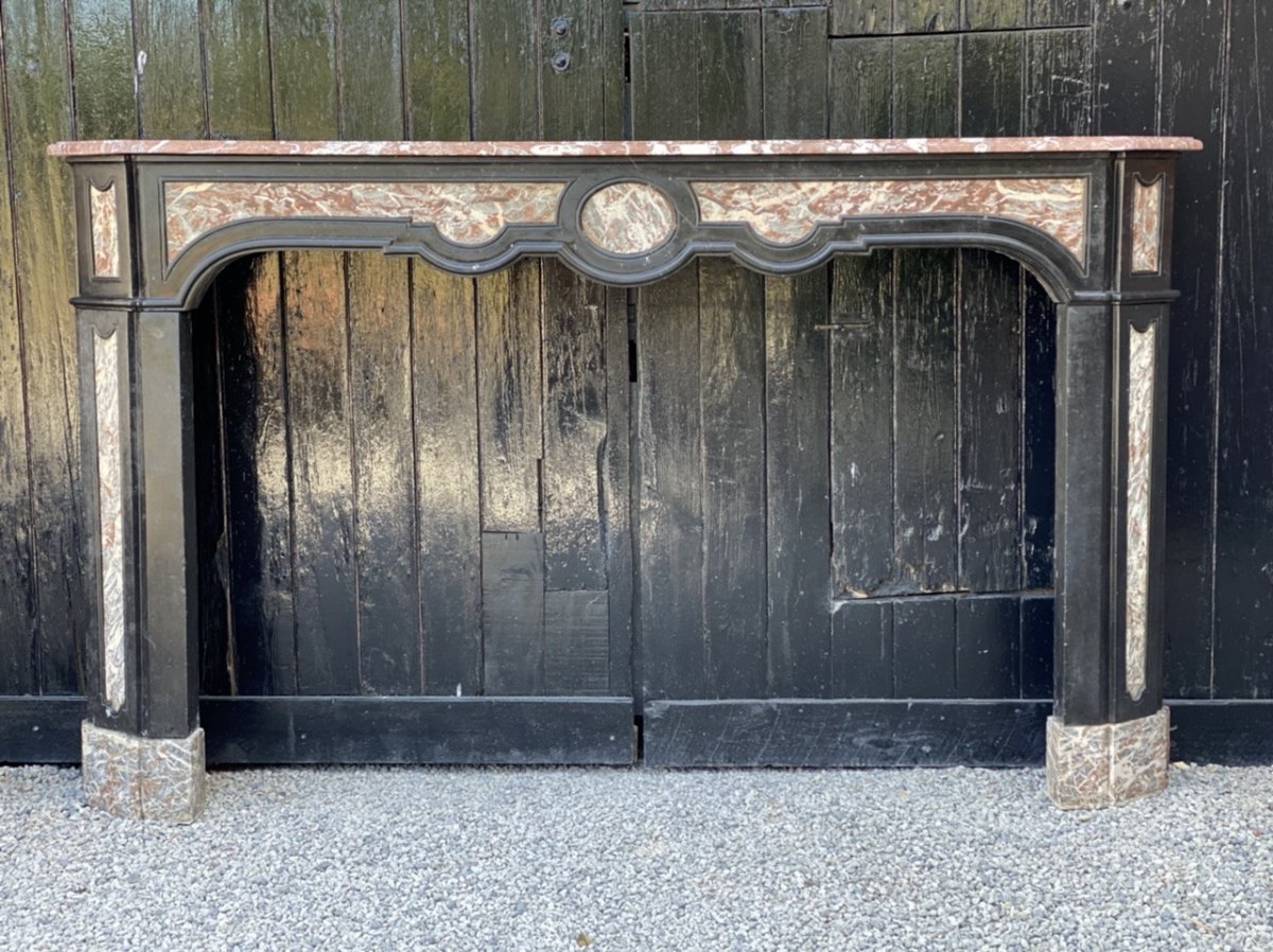 Fireplace In Black Marble From Belgium And Gray From The Ardennes, XVIIIth Century