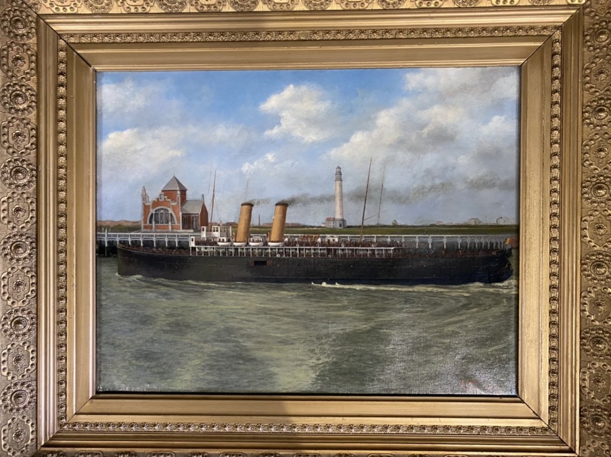 Un Bateau à Ostende, Huile Sur Toile Signée Et Datée -photo-5