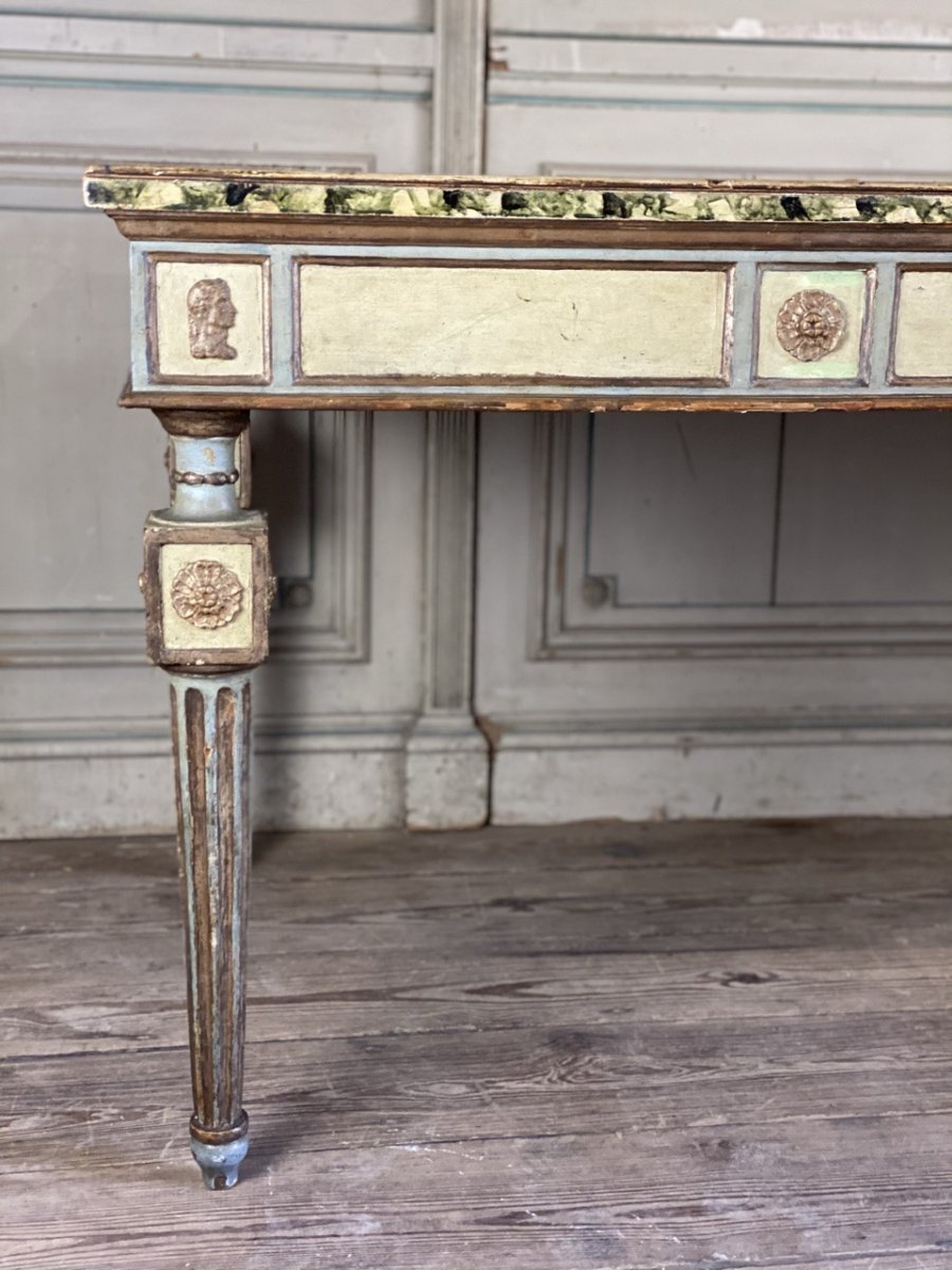 Table En Bois Polychrome De Style Louis XVI, Italie -photo-2