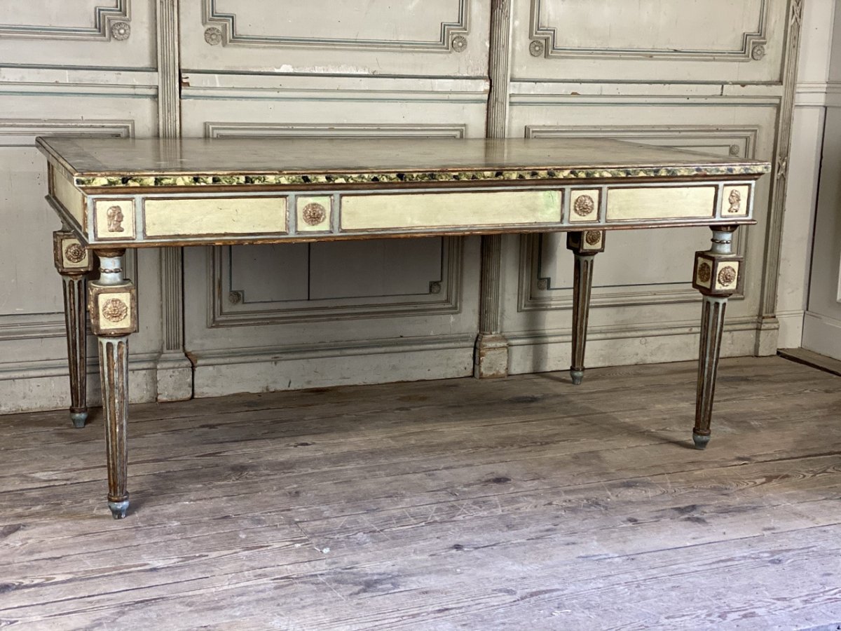 Table En Bois Polychrome De Style Louis XVI, Italie -photo-3