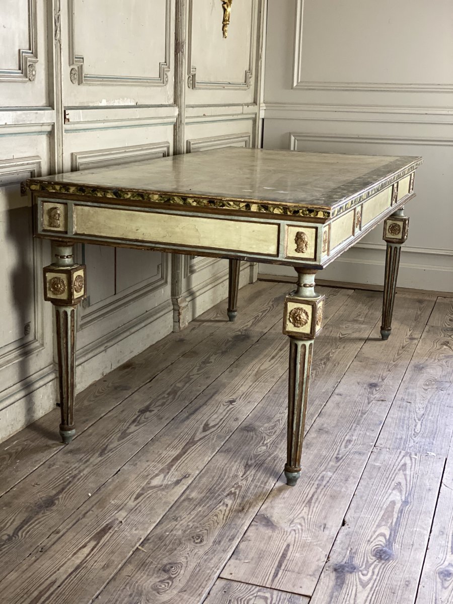 Table En Bois Polychrome De Style Louis XVI, Italie 