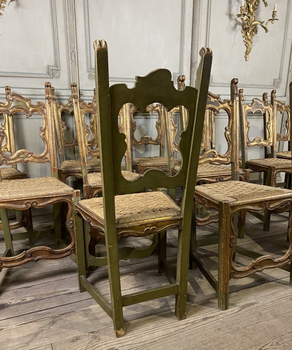 Suite De 12 Chaises En Bois Sculpté, Italie-photo-4