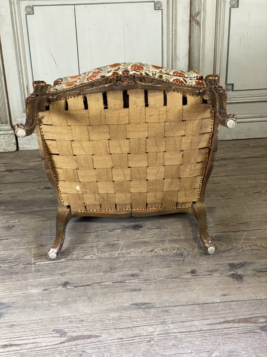 Regency Style Armchair In Golden Wood-photo-3