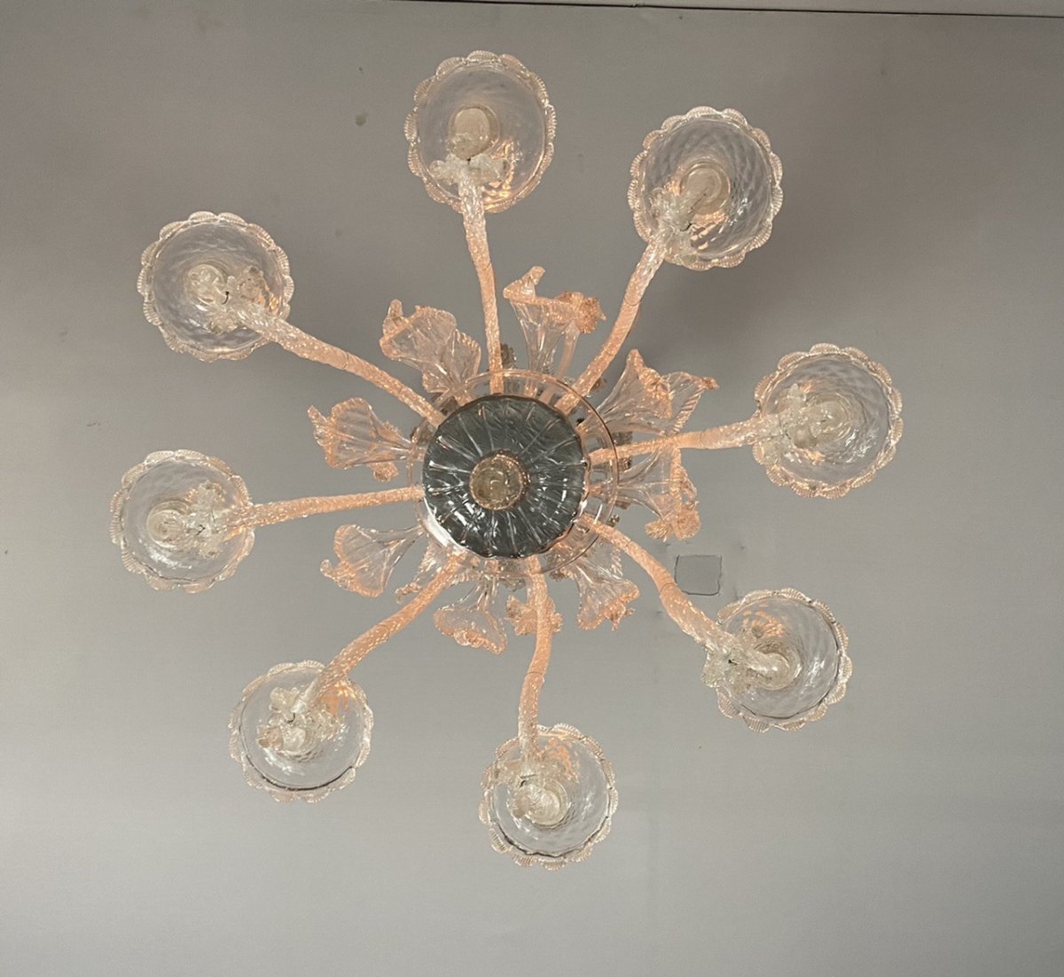 Venetian Chandelier In Transparent Murano Glass, 8 Arms Of Light-photo-3