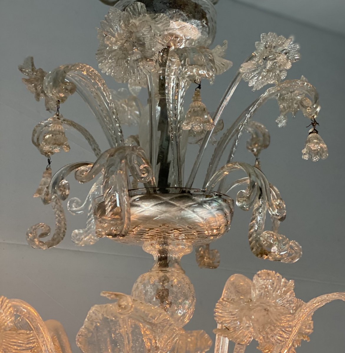 Venetian Chandelier In Transparent Murano Glass, 8 Arms Of Light-photo-1