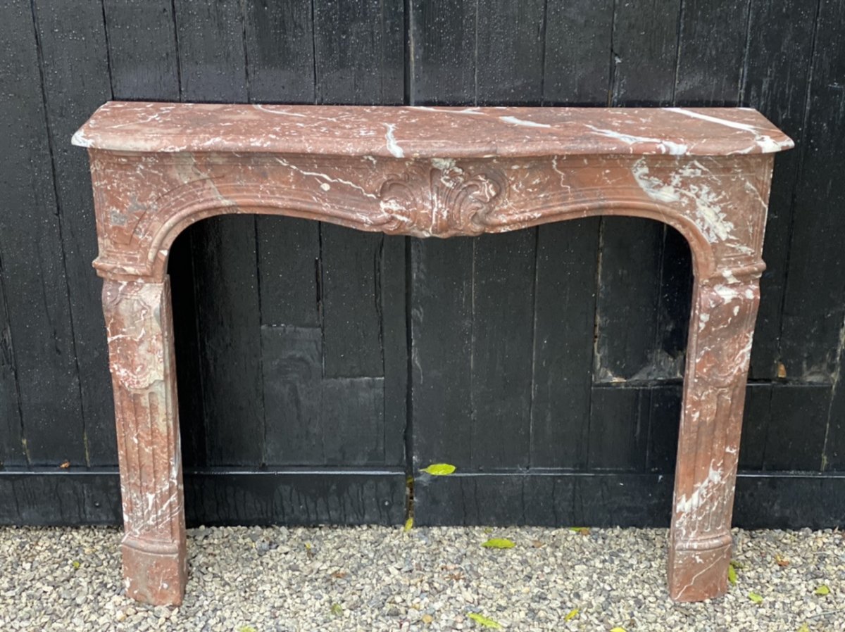 Louis XV Fireplace In Red Marble From Belgium, XVIIIth Century-photo-4