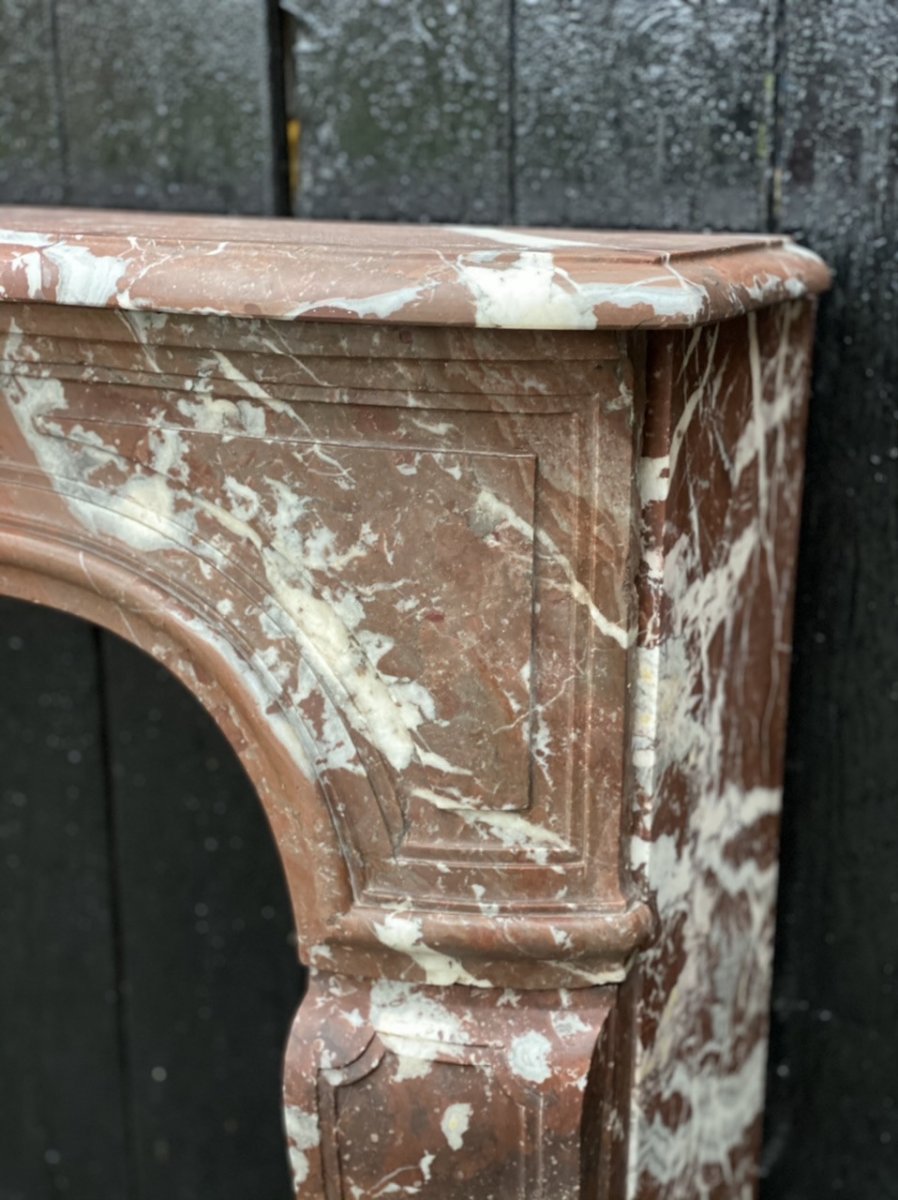 Cheminée Louis XV En Marbre Rouge De Belgique, XVIIIème Siècle -photo-6