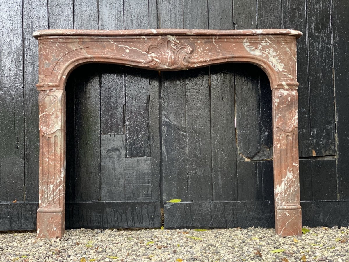 Louis XV Fireplace In Red Marble From Belgium, XVIIIth Century-photo-8