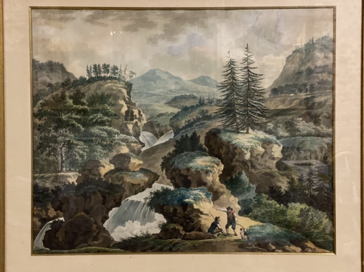 Paysage De Montagne, Aquarelle Signée Et Datée A. Calame 57-photo-5