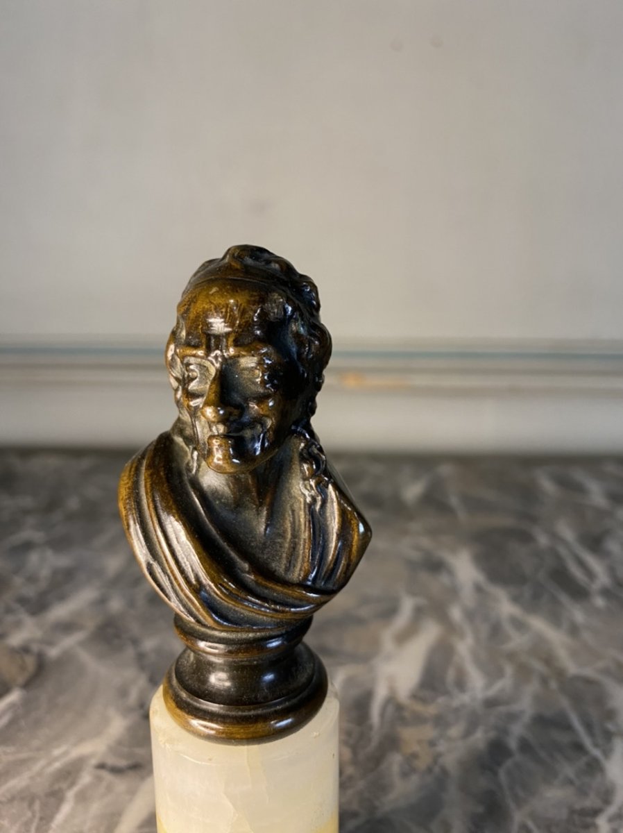 Bronze Bust Of Voltaire After Houdon-photo-1