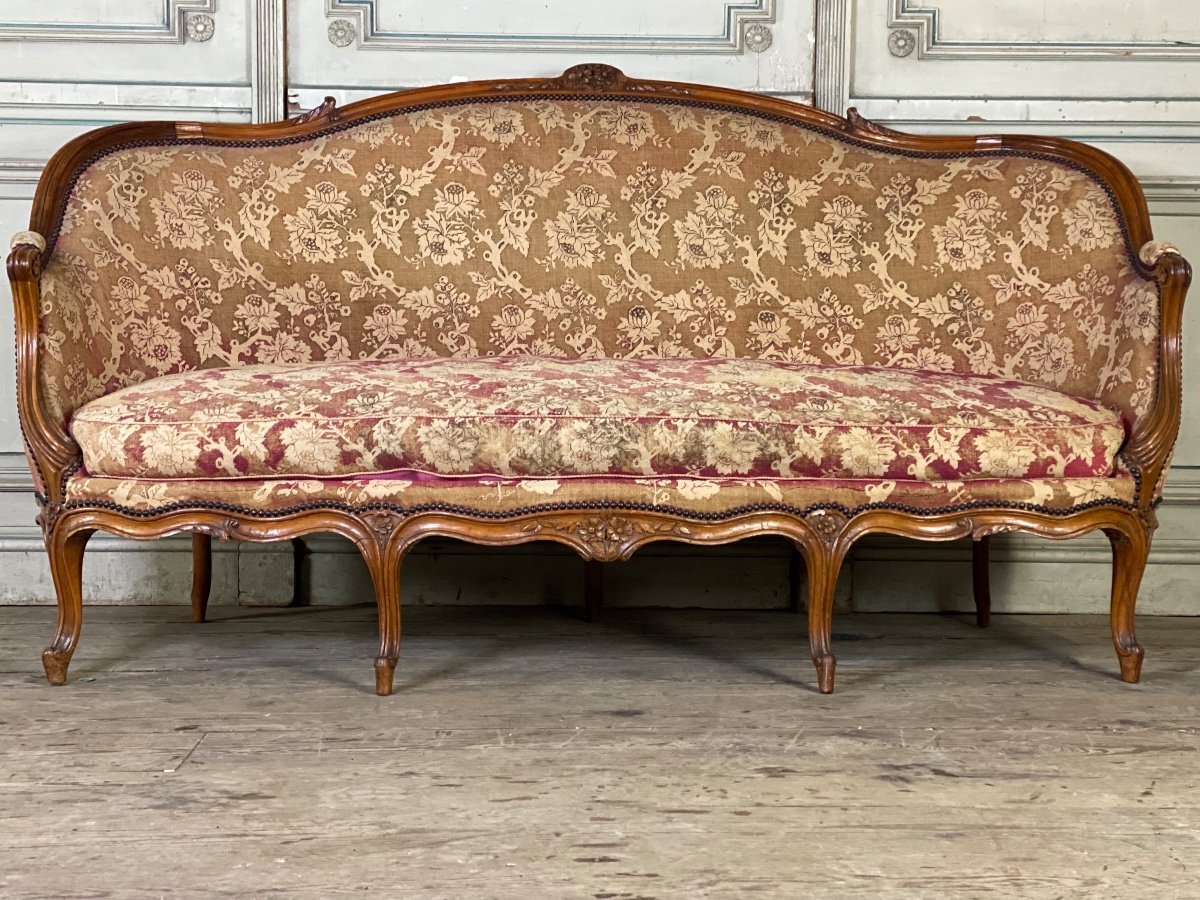 Louis XV Bench In Carved And Molded Wood ,basket Backrest, XVIIIth Century-photo-6