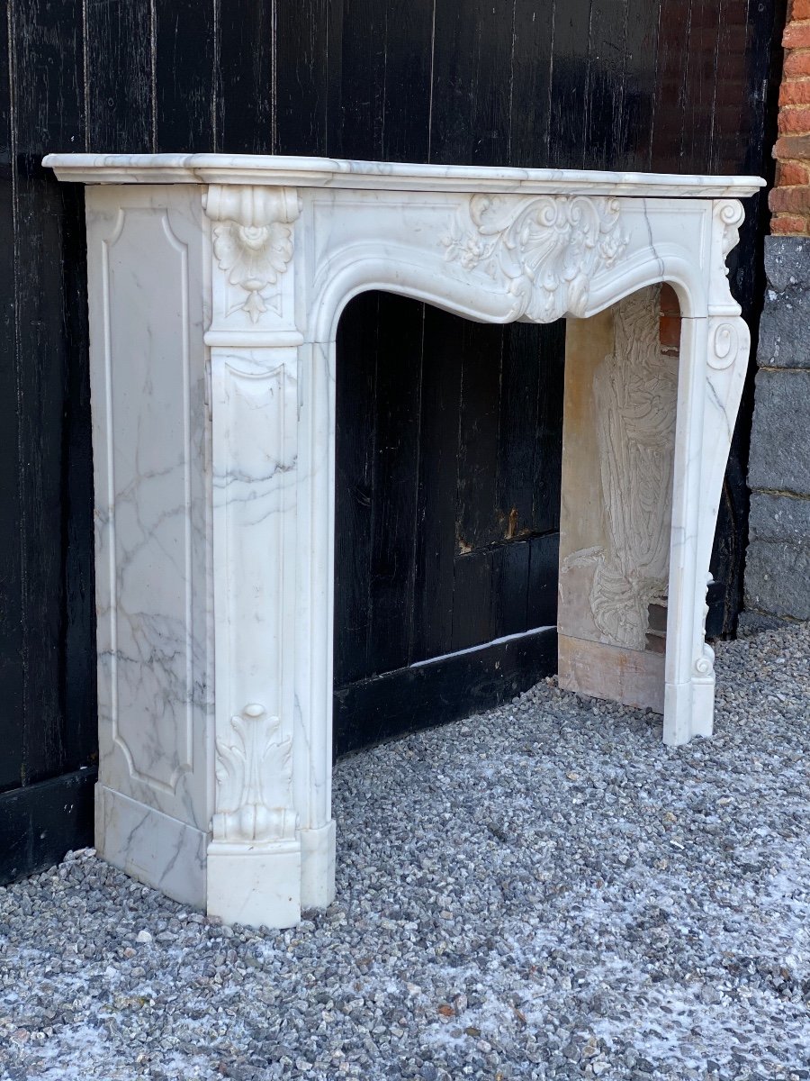 Louis XV Style Fireplace In Carrara Marble-photo-6