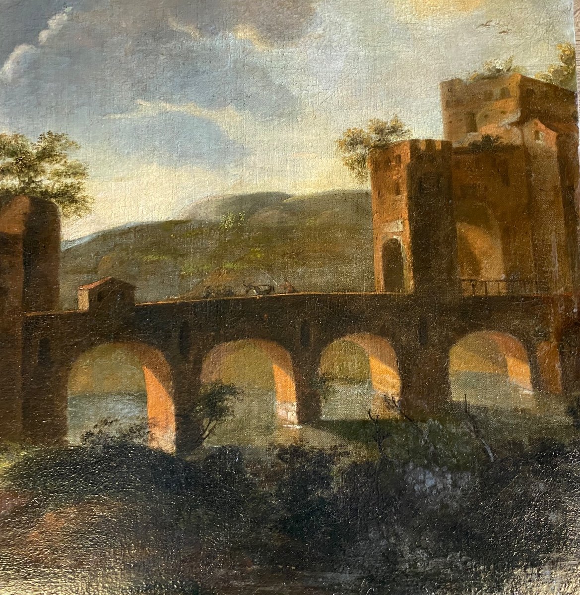 Italian Landscape, Oil On Canvas, Late 18th Century-photo-4