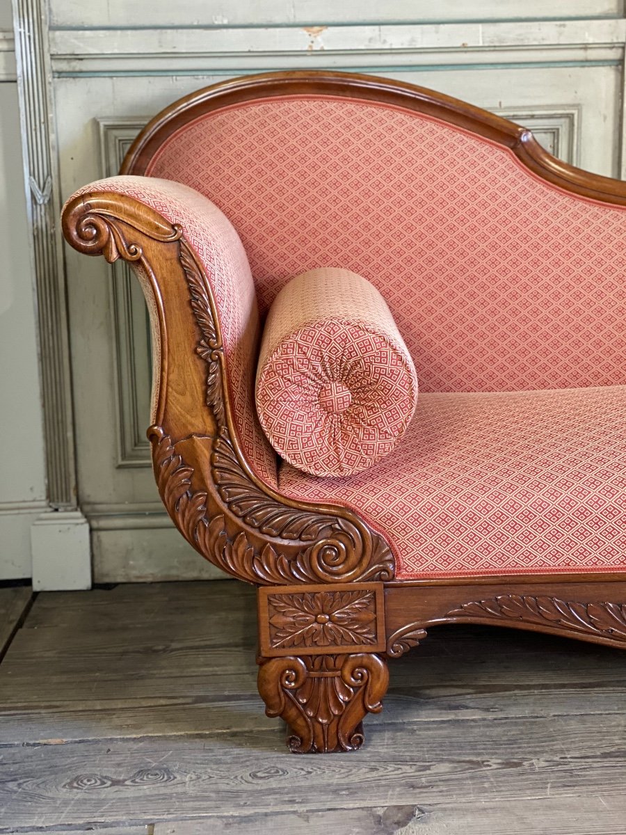 Pair Of Carved And Veneered Mahogany Daybeds, 19th Century -photo-3