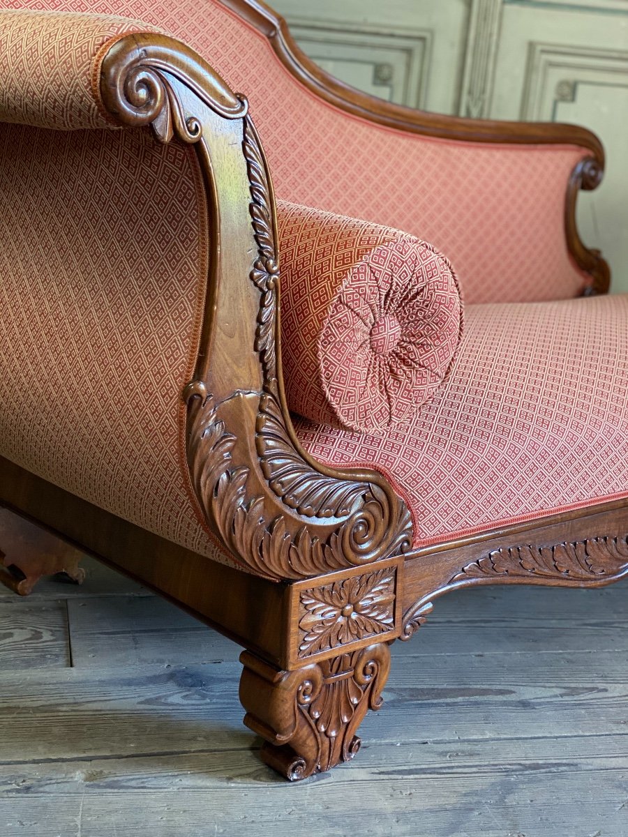 Pair Of Carved And Veneered Mahogany Daybeds, 19th Century -photo-6