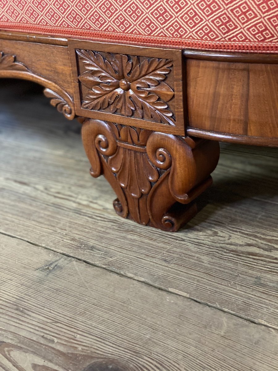 Pair Of Carved And Veneered Mahogany Daybeds, 19th Century -photo-7