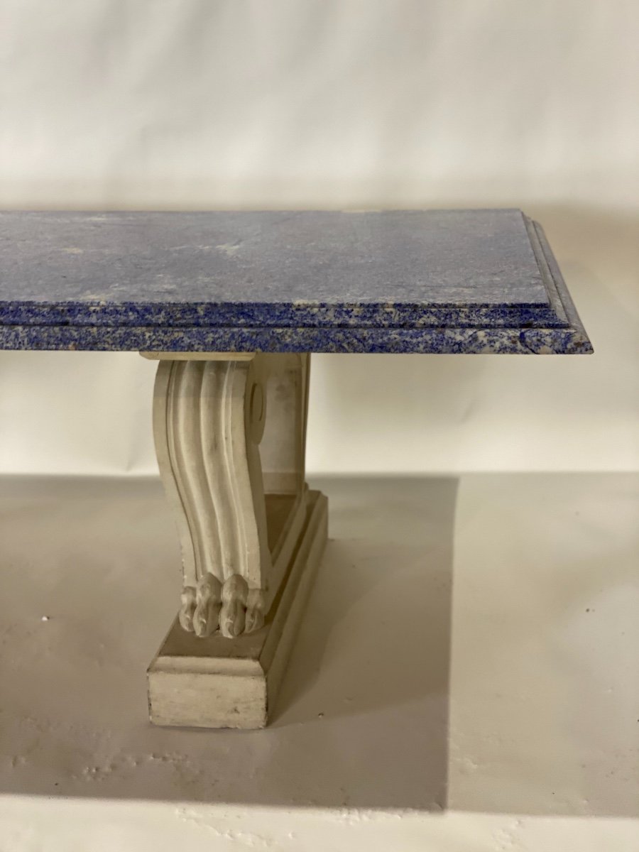 Table In Blue Azul Granit And Lime Stone Around 1980-photo-8