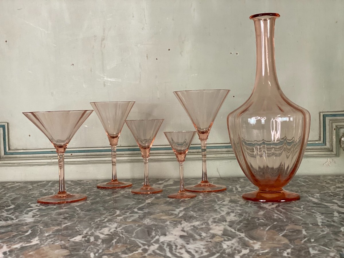 Service De Verre De Couleur Rose Saumon, Venise -photo-1