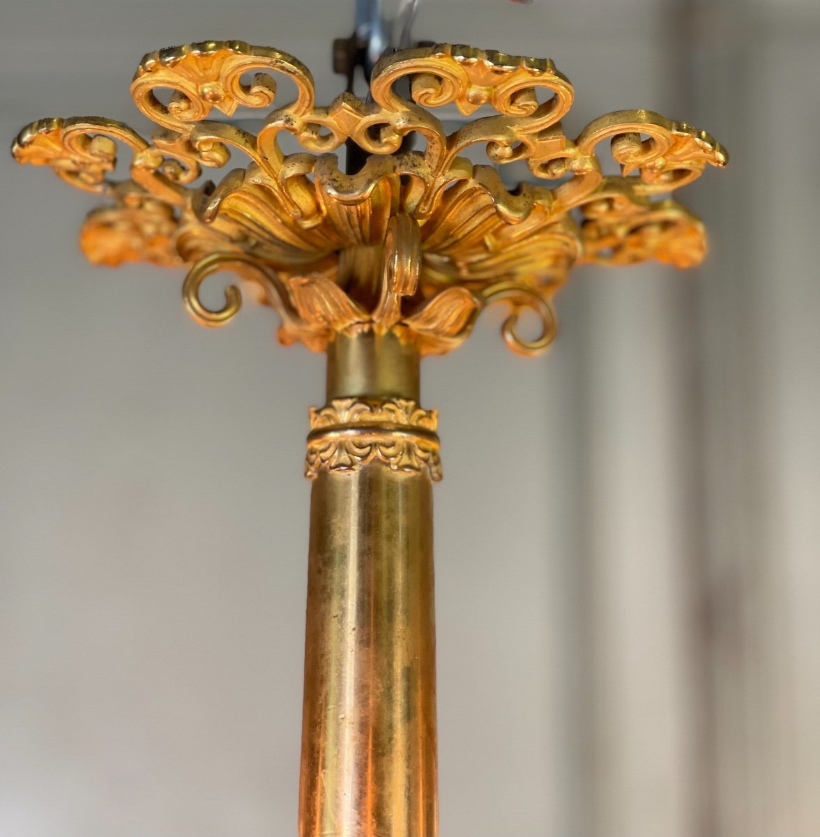Gilt Bronze Chandelier 8 Arms Of Light, France First Half Of The XIXth Century-photo-4