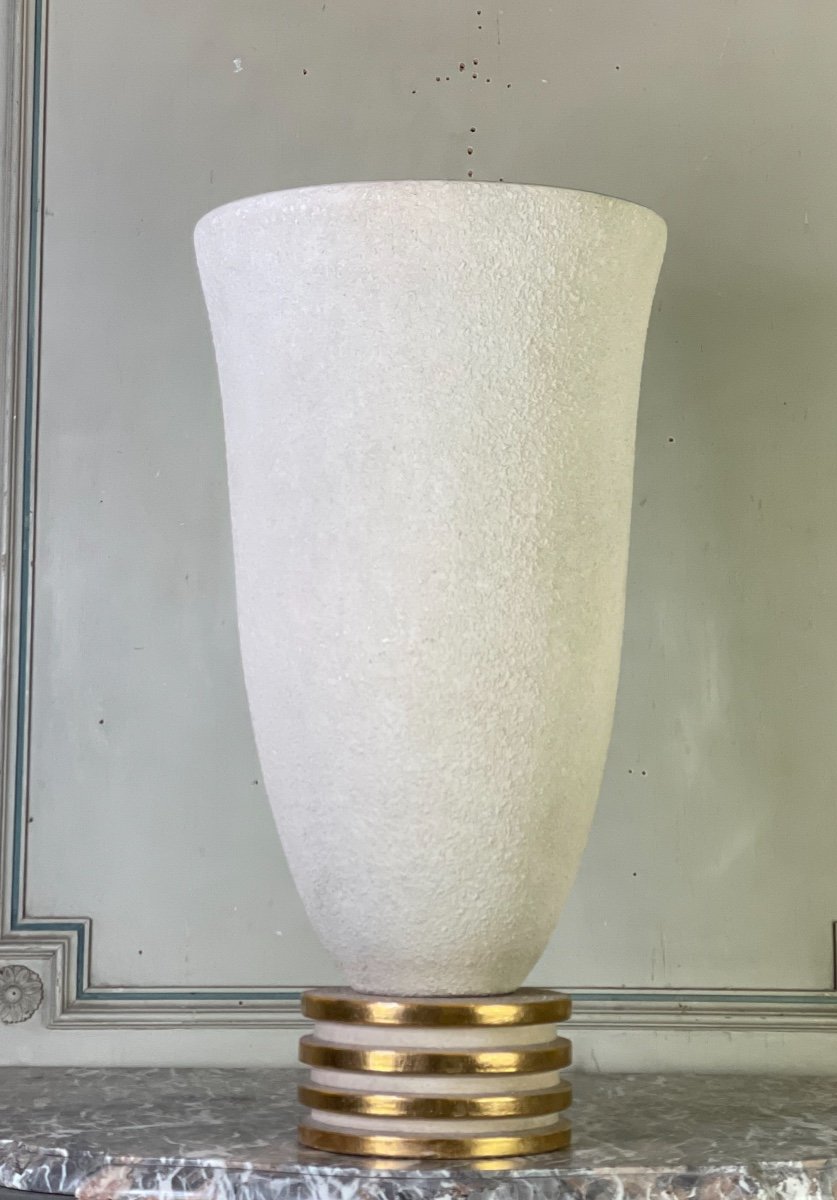 Art Deco Stoneware Lamp Around 1940-photo-4