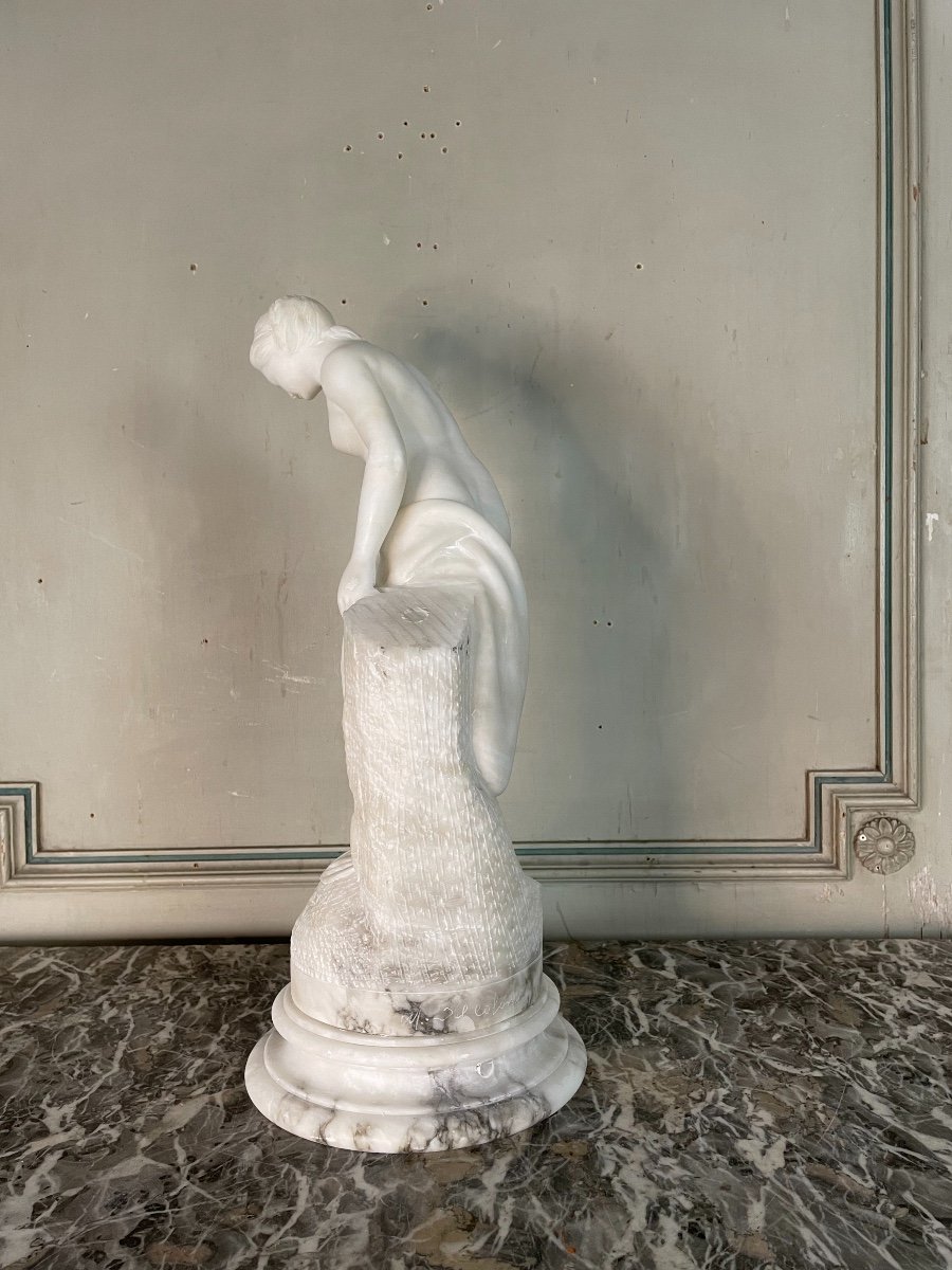 The Bather, Alabaster Sculpture After Falconet-photo-3