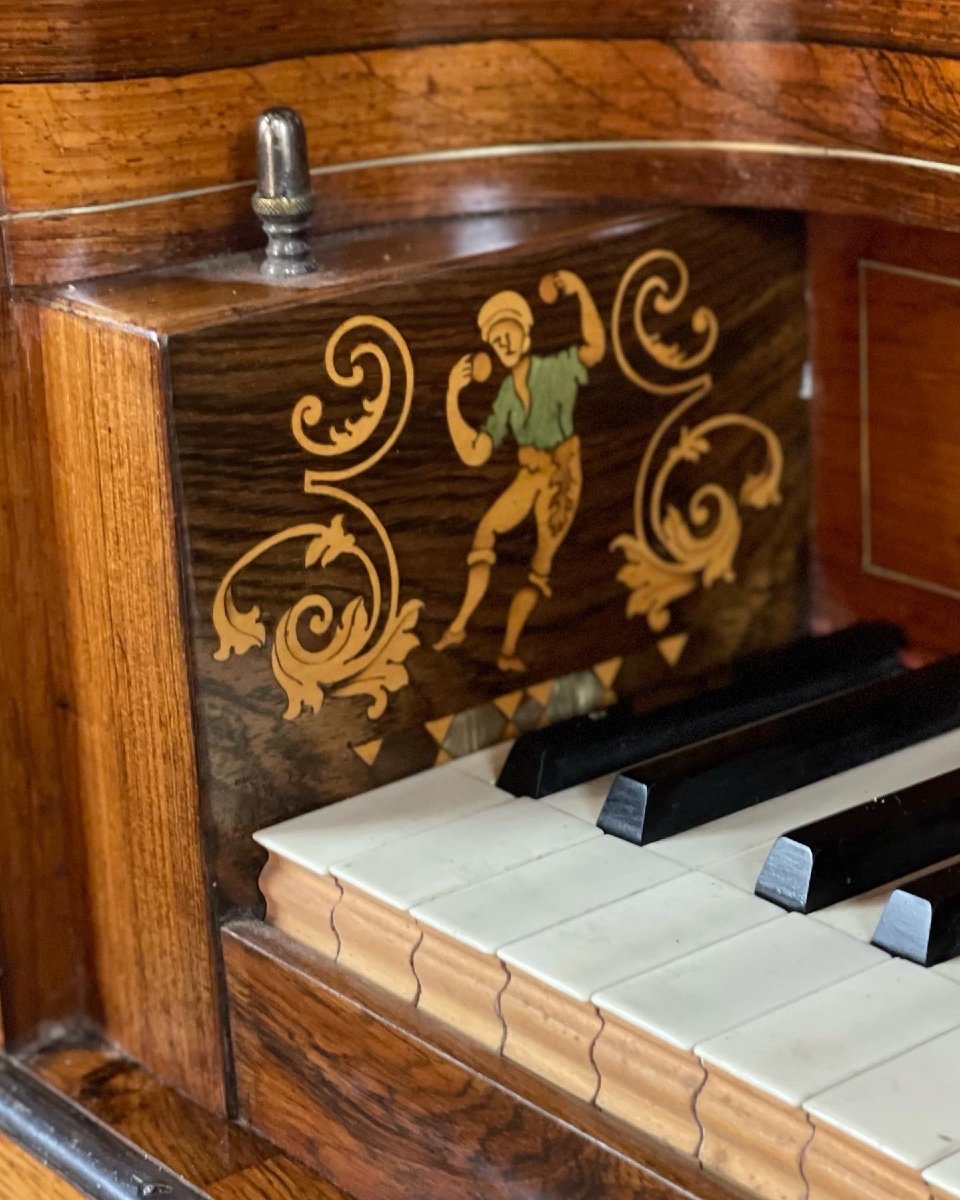 Square Piano  In Rosewood And Marquetry Of Mother Of Pearl And Fruitwoods Circa 1830-photo-4