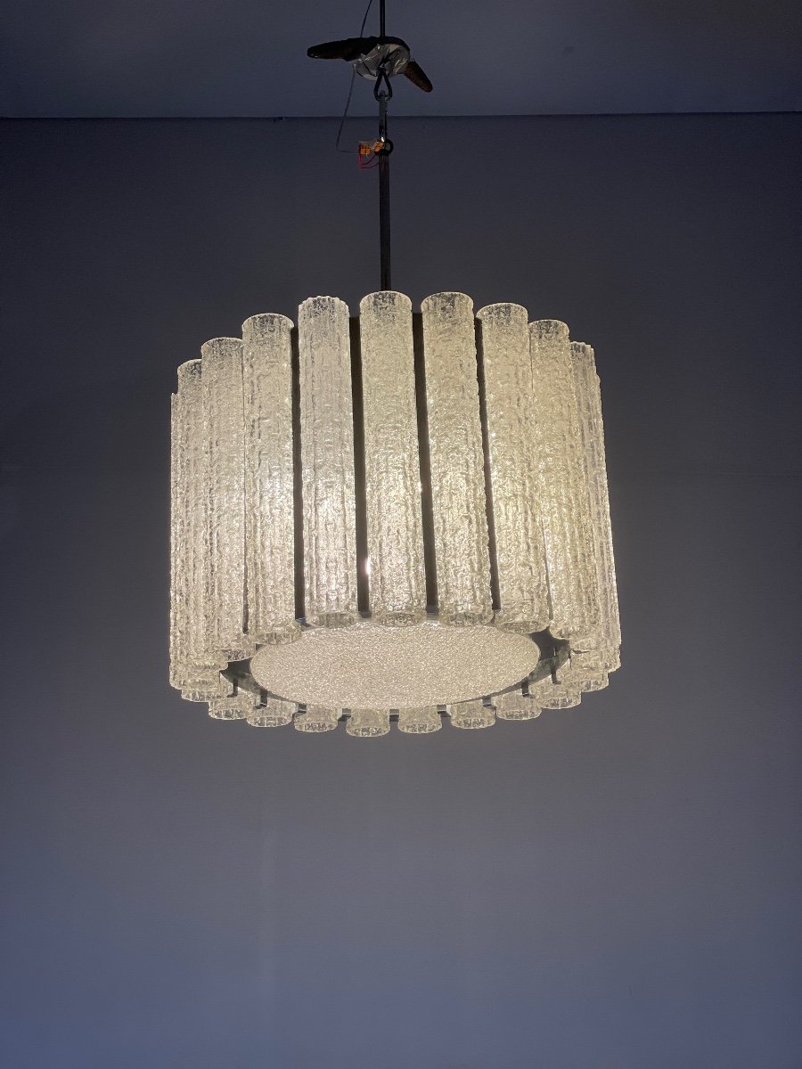 Murano Glass And Chrome Chandelier, Italy Circa 1970-photo-1