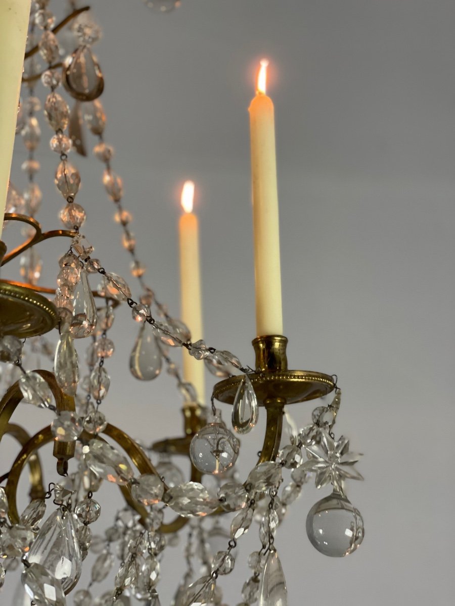 Gilt Bronze Chandelier Garnished With Drop Shaped Tassels-photo-2