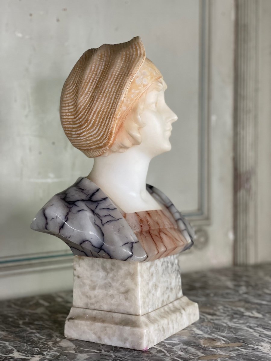 Buste D’une Jeune Fille En Albâtre Par Riccardo Aurilli-photo-2