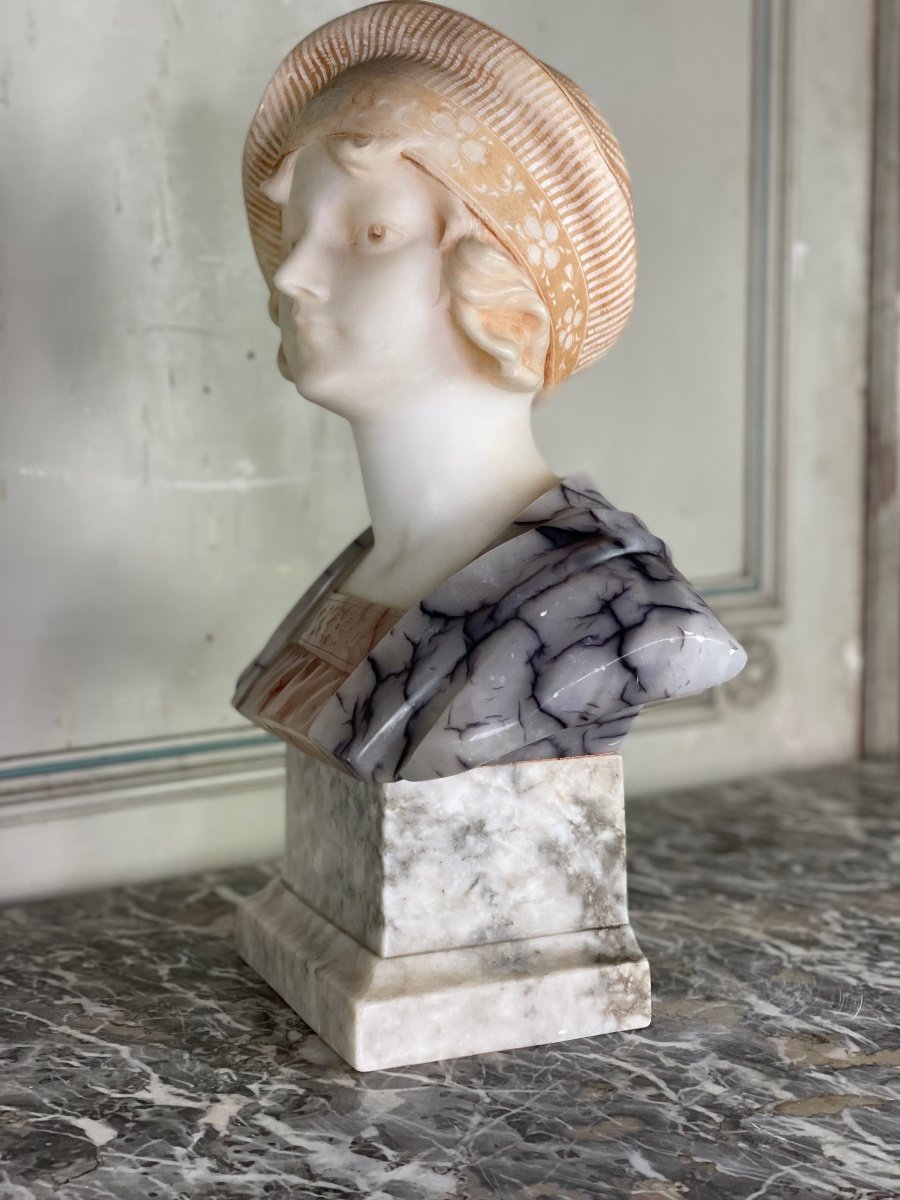 Buste D’une Jeune Fille En Albâtre Par Riccardo Aurilli-photo-6