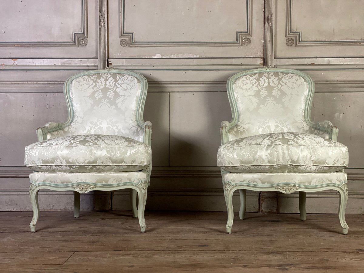 Pair Of Louis XV Style Bergères Around 1950-photo-4