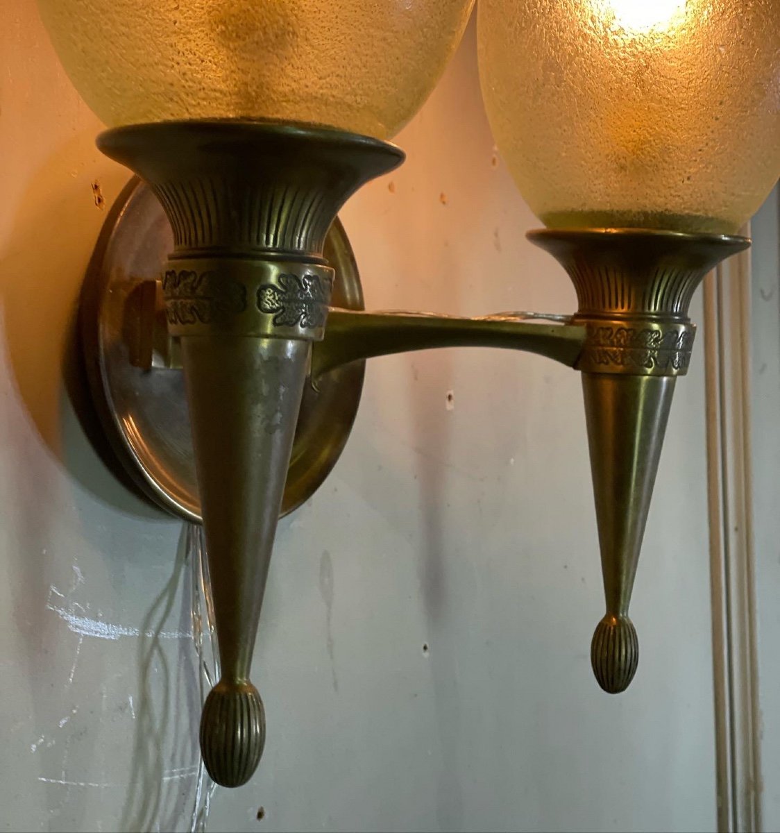 Suite De 4 Appliques En Bronze Et Verre De Murano, Pier Luigi Colli Et Seguso, 1955-photo-3