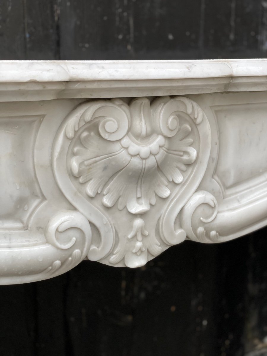 Louis XV Style Fireplace In Carrara Marble-photo-2