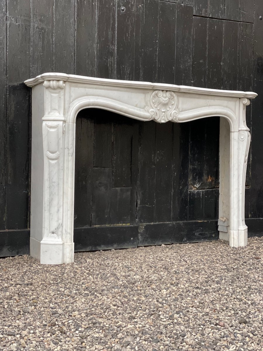 Louis XV Style Fireplace In Carrara Marble