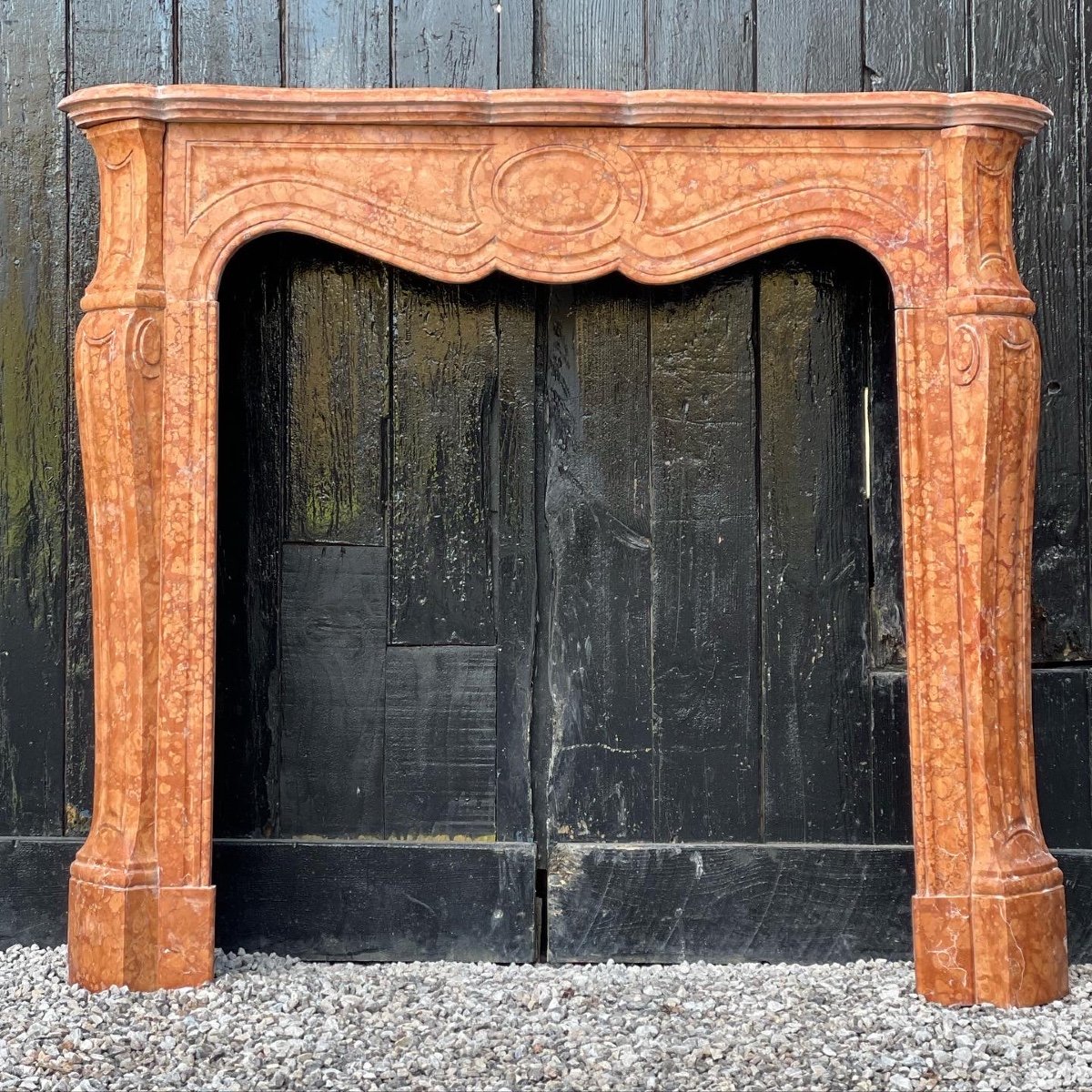 Louis XV Style Fireplace In Red Verona Marble