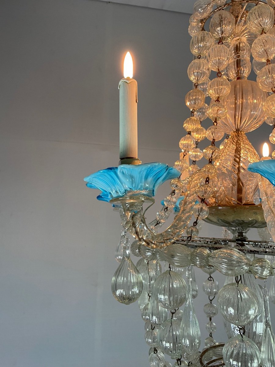 Venetian Chandelier In Murano Glass, Bag Of Pearls-photo-4