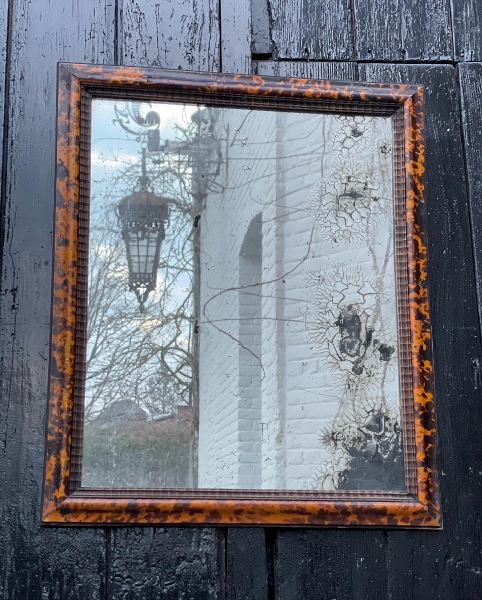 Mirror In A Yellow Tortoiseshell Plated Frame Circa 1900-photo-3