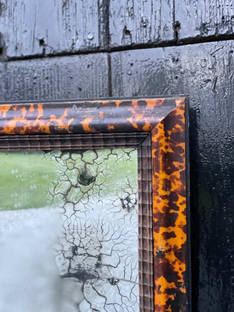 Mirror In A Yellow Tortoiseshell Plated Frame Circa 1900-photo-4