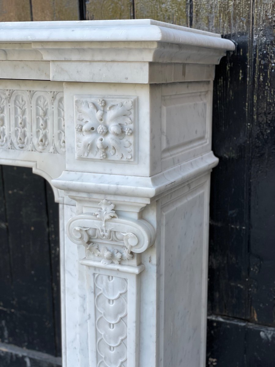 Napoleon III Fireplace In Carrara Marble-photo-3