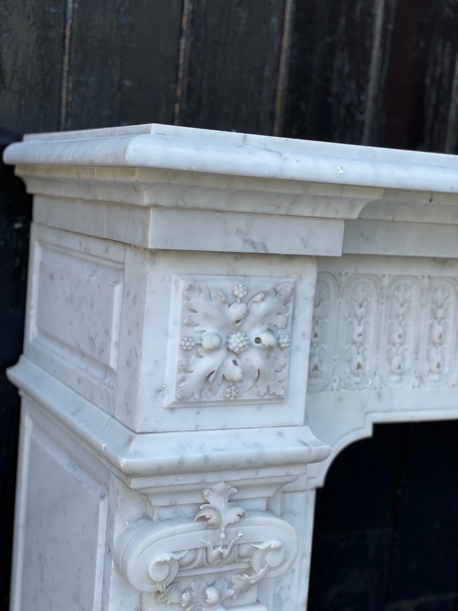 Napoleon III Fireplace In Carrara Marble-photo-2