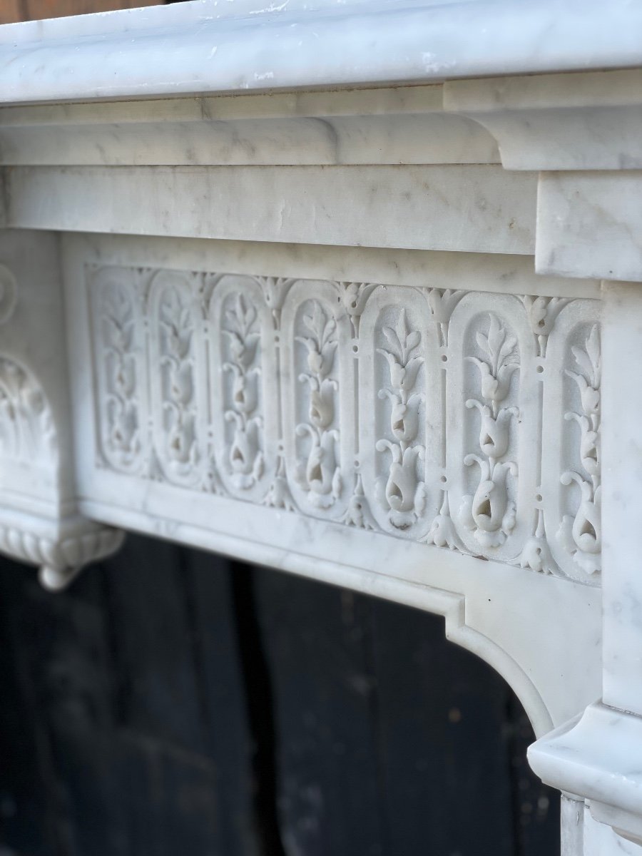 Napoleon III Fireplace In Carrara Marble-photo-7