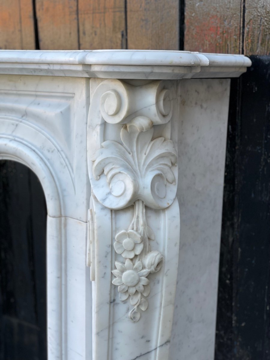 Cheminée De Style Louis XV En Marbre De Carrare-photo-3