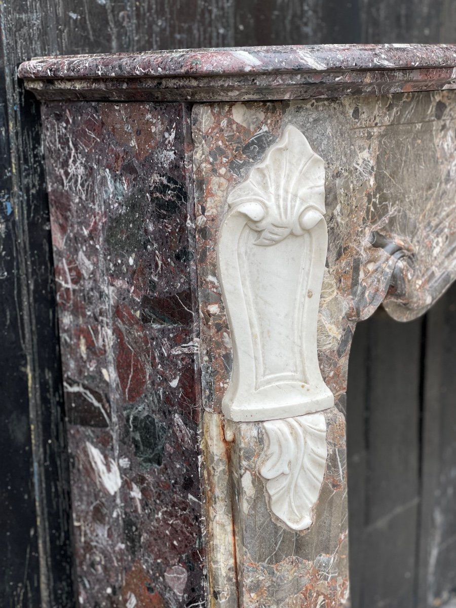 Louis XV Fireplace In De Waulsort Marble, Levanto And Statuary White, Eighteenth Century-photo-2