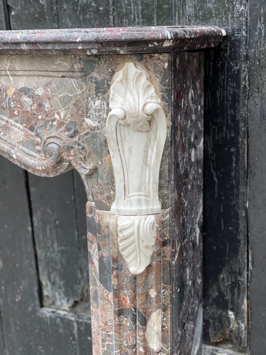 Louis XV Fireplace In De Waulsort Marble, Levanto And Statuary White, Eighteenth Century-photo-4