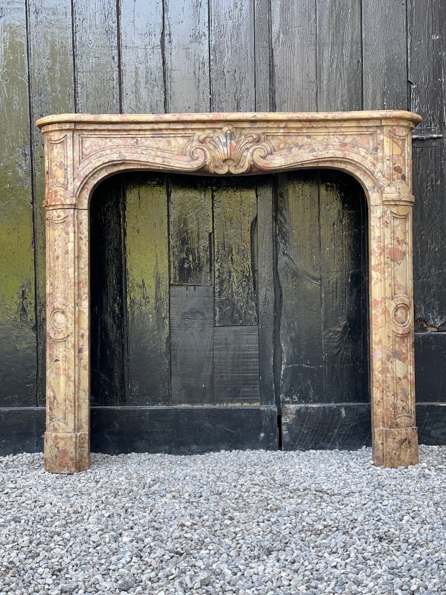 Louis XV Style Fireplace In Aleppo Breche Marble-photo-3